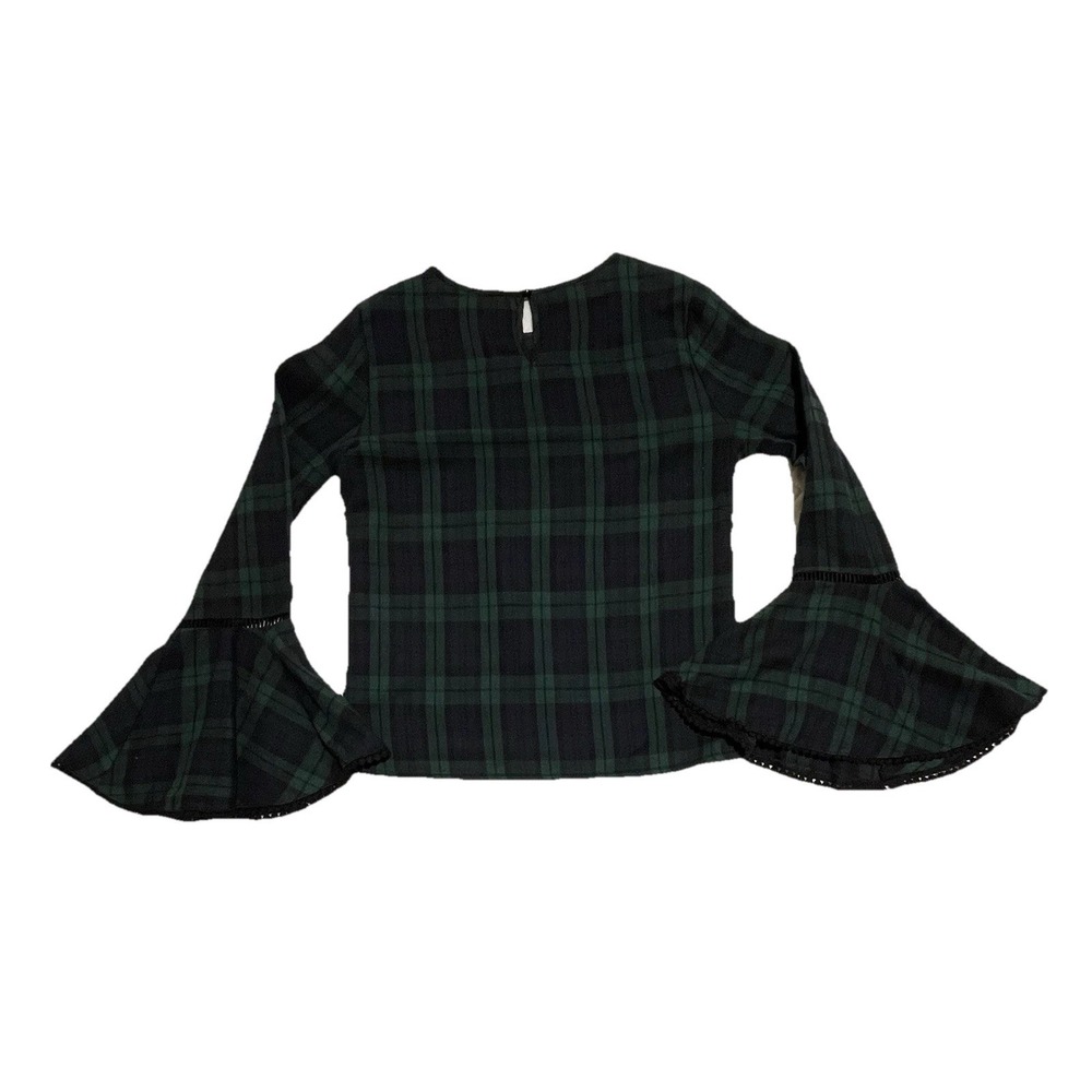Watchman Plaid Women Shirt Bell Sleeves Medium? See measurements